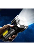 Ultra Parlak El Feneri Usb Şarj 4 Led+yan Cob Led Taktik Günlük Hayat Kamp Avcılık El Feneri - 1