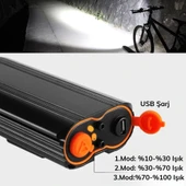 Şarj Göstergeli Uzun Menzil Su Geçirmez Led Bisiklet Feneri 1600 Lumen - 4