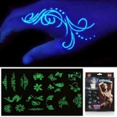 Kanserojen Madde İçermeyen Geçici Fosforlu Dövme Sticker Seti - 1