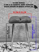 Kare Krom Kaplama Konik Ayaklı Tabure - Oturak - Bar Taburesi - Ayaklı Tabure Krem Renk 48 x 33 Boyut/Ebat thumbnail 5