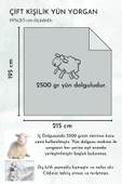 Çift Kişilik Merinos Kuzu Yünü Yorgan (%100 SAF MERİNOS KUZU YÜNÜ) 195 X 215 Cm Ebat, 3000 gram - 5