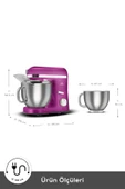 Karaca Mastermaid Chef Pro Çift Kollu Hamur Yoğurma Makinesi Fushia Love 1750W 5L thumbnail 2