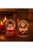 Yeni Yılın En Güzel Hediyesi Yılbaşı 2 Adet Led Işıklı 6,5 cm Noel Baba Kardan Adam Kar Küresi Seti - 4