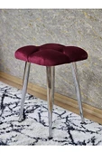 Kare Krom Kaplama Konik Ayaklı Tabure - Oturak - Bar Taburesi - Ayaklı Tabure Bordo Renk 48 x 33 Boyut/Ebat - 4