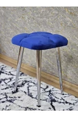 Kare Krom Kaplama Konik Ayaklı Tabure - Oturak - Bar Taburesi - Ayaklı Tabure Mavi Renk 48 x 33 Boyut/Ebat - 4