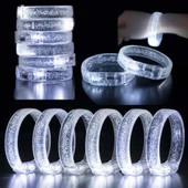 BeyazGümüş Led Işıklı Baskı Yapılabilen Pilli Bileklik Bilezik 1,5 cm Genişlik - 1