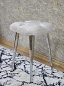 Kare Krom Kaplama Konik Ayaklı Tabure - Oturak - Bar Taburesi - Ayaklı Tabure Krem Renk 48 x 33 Boyut/Ebat thumbnail 4