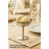 Modacar Gümüş Inox Çelik Ayaklı Dondurma ve Sunum Kasesi – Tatlı, Lokum ve Sunum Kabı - 1