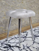 Kare Krom Kaplama Konik Ayaklı Tabure - Oturak - Bar Taburesi - Ayaklı Tabure Krem Renk 48 x 33 Boyut/Ebat thumbnail 1