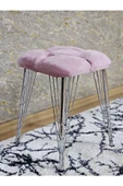 Kare Krom Kaplama Telli Ayaklı Tabure - Oturak - Bar Taburesi - Ayaklı Tabure Pembe Renk 48 x 33 Boyut/Ebat - 1