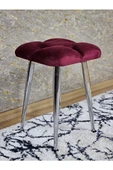 Kare Krom Kaplama Konik Ayaklı Tabure - Oturak - Bar Taburesi - Ayaklı Tabure Bordo Renk 48 x 33 Boyut/Ebat - 1
