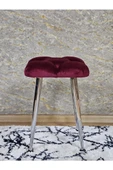 Kare Krom Kaplama Konik Ayaklı Tabure - Oturak - Bar Taburesi - Ayaklı Tabure Bordo Renk 48 x 33 Boyut/Ebat - 3