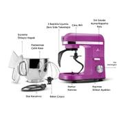 Karaca Mastermaid Chef Pro Çift Kollu Hamur Yoğurma Makinesi Fushia Love 1750W 5L thumbnail 11