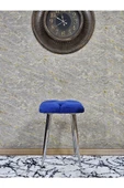 Kare Krom Kaplama Konik Ayaklı Tabure - Oturak - Bar Taburesi - Ayaklı Tabure Mavi Renk 48 x 33 Boyut/Ebat - 2