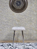 Kare Krom Kaplama Konik Ayaklı Tabure - Oturak - Bar Taburesi - Ayaklı Tabure Krem Renk 48 x 33 Boyut/Ebat thumbnail 2