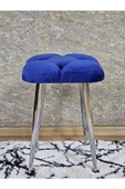Kare Krom Kaplama Konik Ayaklı Tabure - Oturak - Bar Taburesi - Ayaklı Tabure Mavi Renk 48 x 33 Boyut/Ebat - 3