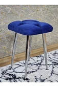 Kare Krom Kaplama Konik Ayaklı Tabure - Oturak - Bar Taburesi - Ayaklı Tabure Mavi Renk 48 x 33 Boyut/Ebat - 1