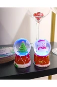 Yeni Yıl Işıklı Çam Ağacı Ve Kardan Adam Temalı Yılbaşı 2 Adet Mini Boy Işıklı Kar Küresi 6,5 Cm - 1