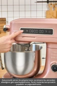Karaca Pro Artisan Tartılı Dijital Ekran Zaman Ayarlı Döküm Hamur Yoğurma Makinesi Rosegold 1600W 5L thumbnail 7