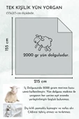 Tek Kişilik Merinos Kuzu Yünü Yorgan (%100 SAF MERİNOS KUZU YÜNÜ) 155 X 215 Cm Ebat, 2500 gram - 3