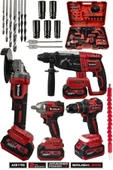 Assur 21V Darbeli Kömürsüz 4'lü Set Kırıcı Delici Hilti - Matkap Vidalama - Taşlama - Somun Sıkma Sökme - 1