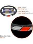 Carub Direksiyon Kılıfı 38 CM Sedef Kırmızı Fosfor Binek Araç - 3