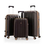 MÇS 3lü Set Kırılmaz Silikon Valiz Bavul V305 Acı Kahve/Şampanya thumbnail 1