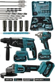 Assur 21V Çift Akülü 3'lü Set Somun Sıkma Sökme+Taşlama+Kırıcı Delici Hilti - 1