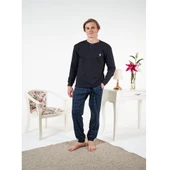 Estiva Penye İnterlok Kareli Uzun Kol Erkek Pijama Takım thumbnail 4