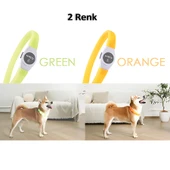 M-Pets Flash Ledli Boyun Tasması Neon Turuncu S - 5