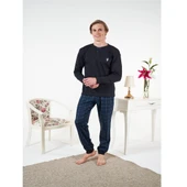 Estiva Penye İnterlok Kareli Uzun Kol Erkek Pijama Takım thumbnail 3
