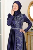 Mihrimah Tesettür Abiye Lacivert thumbnail 2