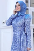 Şura Tesettür Abiye İndigo thumbnail 2