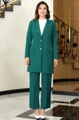 Parla Uzun Ceket Pantolon İkili Tesettür Takım Zümrüt thumbnail 1