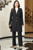 Parla Uzun Ceket Pantolon İkili Tesettür Takım Siyah thumbnail 1