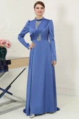 Zen Tesettür Abiye İndigo thumbnail 1