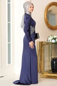 Efsun Tesettür Abiye Lacivert thumbnail 3