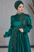Yağmur Tesettür Abiye Zümrüt thumbnail 2