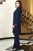 Umay Şifon Tunik Pantolon İkili Tesettür Takım Lacivert thumbnail 3