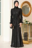 Hüma Tesettür Abiye Siyah thumbnail 1