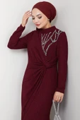 Eylül Tesettür Abiye Bordo thumbnail 2