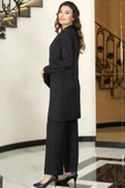 Parla Uzun Ceket Pantolon İkili Tesettür Takım Siyah thumbnail 3