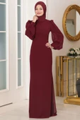 Firuze Tesettür Abiye Bordo thumbnail 3