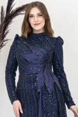 Bergüzar Tesettür Abiye Lacivert thumbnail 2