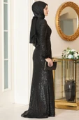Hüma Tesettür Abiye Siyah thumbnail 3