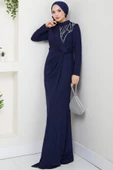 Eylül Tesettür Abiye Lacivert thumbnail 1