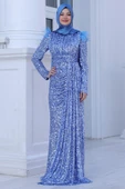 Şura Tesettür Abiye İndigo thumbnail 1