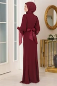 Firuze Tesettür Abiye Bordo thumbnail 4