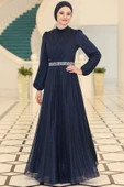 Dila Tesettür Abiye Lacivert thumbnail 1