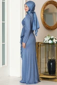 Zühre Tesettür Abiye İndigo thumbnail 3